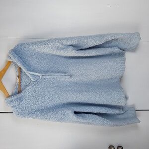 Warm & Cozy Light Blue Popcorn Soft Hoodie Fuzzy Neutral Sz.3X